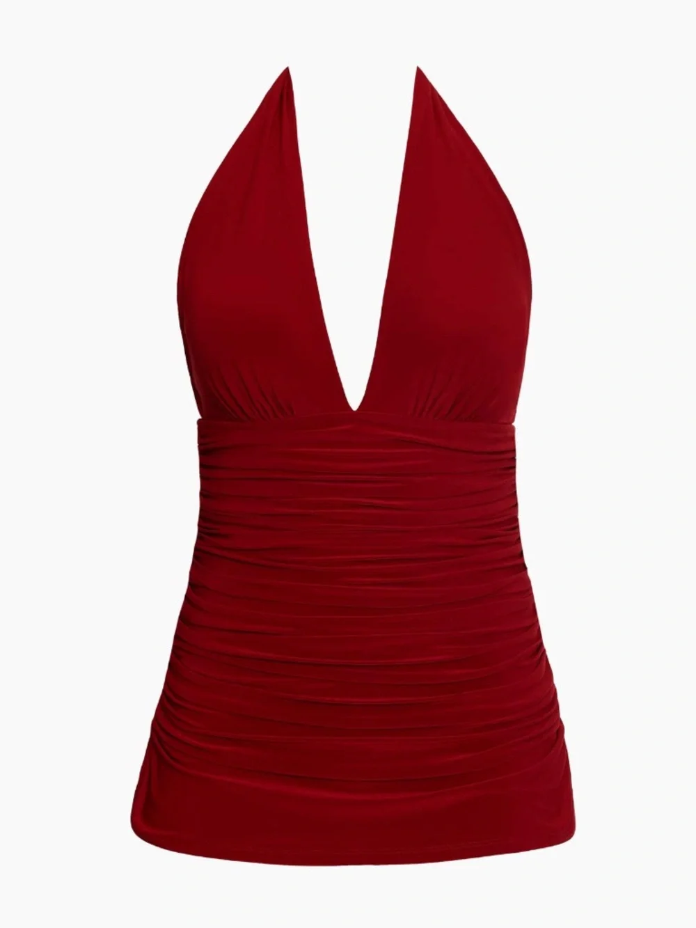 NWT Magicsuit "Yvonne" Crimson Red Ruched Halter swim dress one piece sz 14 - Picture 4 of 12